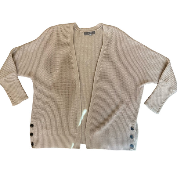 Marled Beige Cardigan with Button Accents - Picture 1 of 9